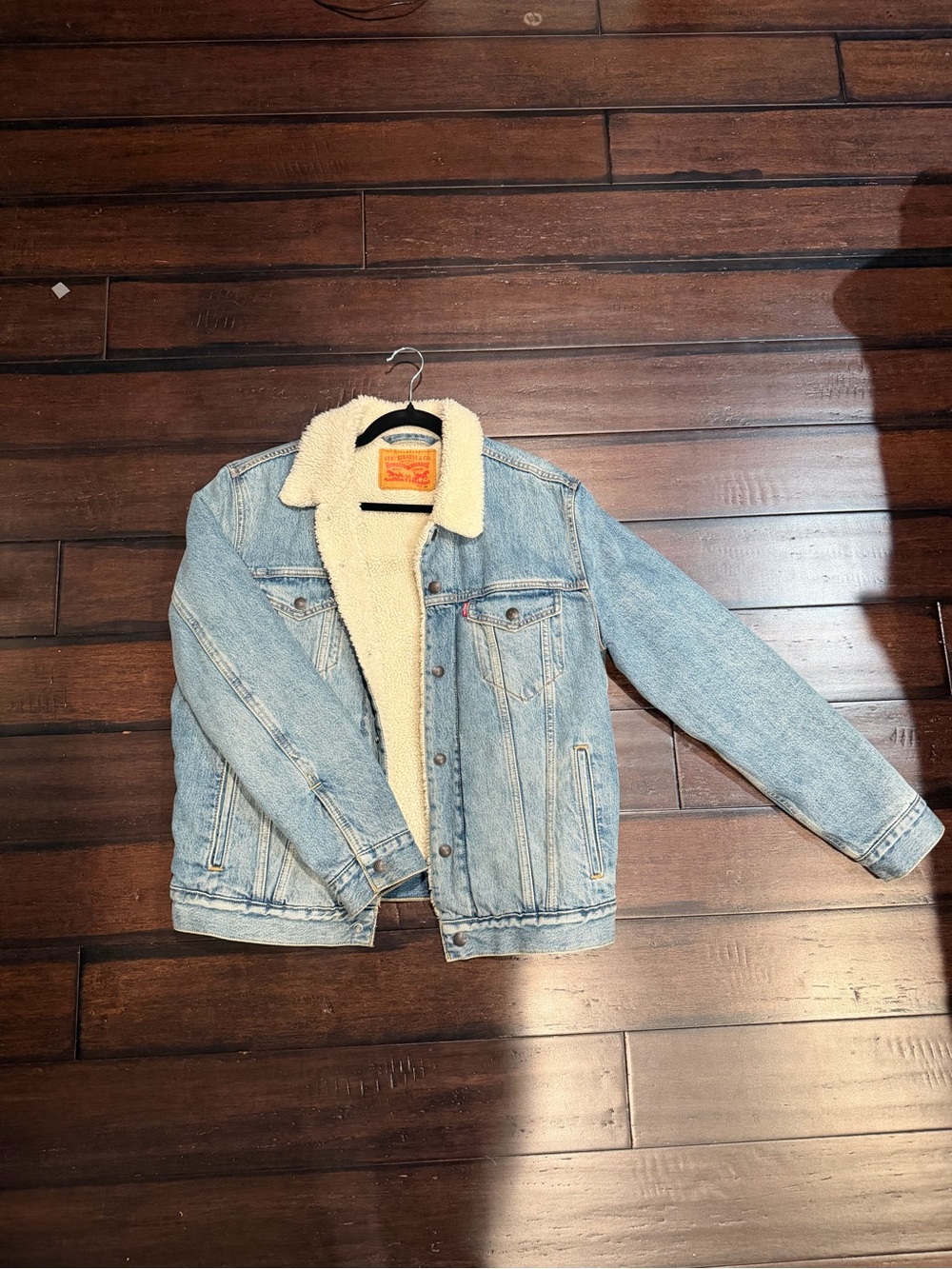 Levi's Light Blue Denim Jacket with Cream Sherpa Collar